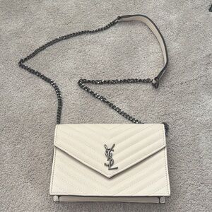 Crossbody Bag Quilted Ivory Chain Luxury Design Silver Chain Square Clutch